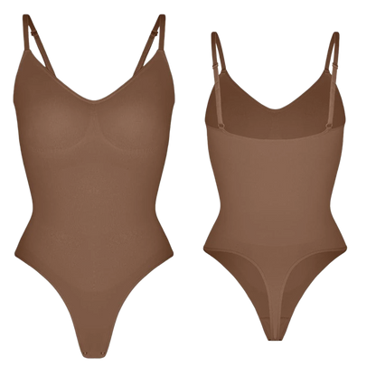 Seamless Open Back Thong Bodysuit (Nude)