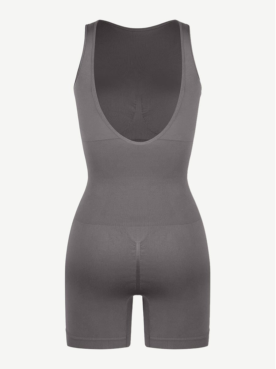 Seamless Sexy U-Back Romper (Gray/Black)