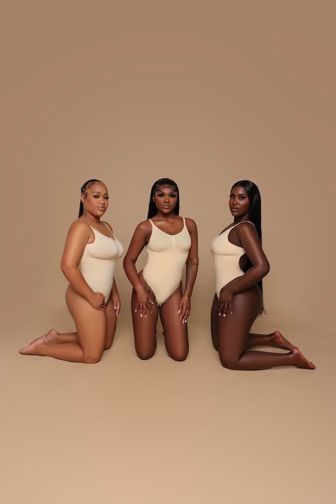 Seamless Open Back Thong Bodysuit (Nude)